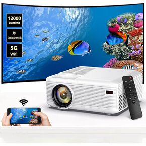 Mini projector native 1080P, supports WiFi and Bluetooth 4K portable projector outdoor home theater video projector compatible with iOS/Android/Windows/TV Stick/HDMI/USB