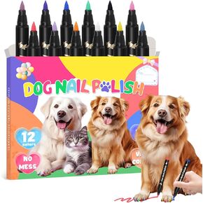 MSDADA Dog Nail Polish Pens Quick Dry - 12 Colors Pet Nail Polish Set for Dogs, Dog Safe & Odorless Nail Polish, Easy DIY Dog Nail Art Kit - Stylish Girl Dog Accessories for Puppy, Large Dogs
