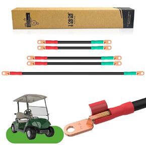 10L0L Golf Cart Battery Cables for EZGO TXT 1994-UP for 36 & 48 Volt Golf Cart, with 4 Gauge 5 PCS AC/DC Wire Welding Battery Pure Copper Flexible Golf Cart Battery Cable Set