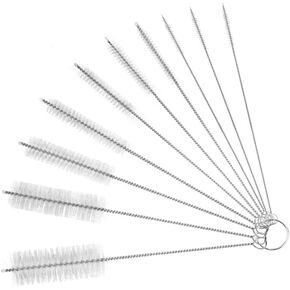 10Pcs White Long Straw Brush, Nylon Pipe Tube Cleaner 8-ihch 10 Different Diameters Set, Long Straw Brush for Sippy Cup, Brush Drinking Straw Cleaning Brush,Brushes,Cleaning Tools