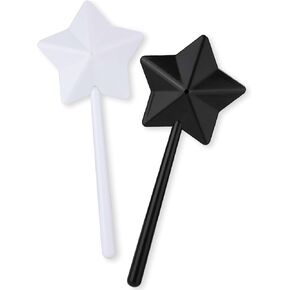 2pcs Wand Salt and Pepper Shakers, Magical Wands Duo Salt Seasoning Spice Stars Stick Refillable Pentagram Shape Salt Dispenser with Holes for Halloween Christmas Kitchen Accessories (Pink, White)