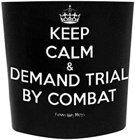 Funny Guy Mugs Keep Calm & Demand Trial By Combat Travel Tumbler With Removable Insulated Silicone Sleeve, Black, 16-Ounce in Saudi Arabia