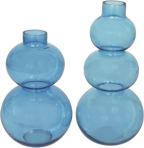 Deco 79 Glass Decorative Vase Bubble Centerpiece Vases with Various Sizes, Set of 2 Flower Vases for Home Decoration 14", 11" H, Blue in Saudi Arabia