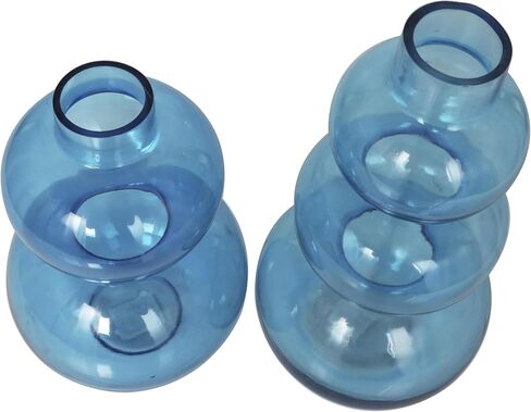 Deco 79 Glass Decorative Vase Bubble Centerpiece Vases with Various Sizes, Set of 2 Flower Vases for Home Decoration 14", 11" H, Blue in Saudi Arabia
