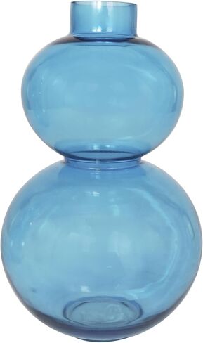 Deco 79 Glass Decorative Vase Bubble Centerpiece Vases with Various Sizes, Set of 2 Flower Vases for Home Decoration 14", 11" H, Blue in Saudi Arabia