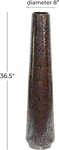 Deco 79 Ceramic Decorative Vase Snakeskin Inspired Centerpiece Vase, Flower Vase for Home Decoration 8" x 8" x 36", Silver in Saudi Arabia