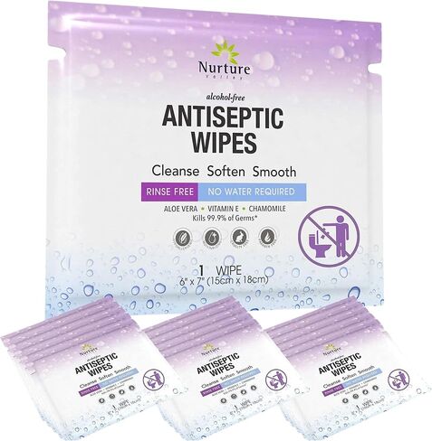 Nurture Antibacterial Body & Hand Wipes - Alcohol-Free Antiseptic Wet Sanitizer Towelettes for Germ Removal, Disinfecting Skin, Sanitizing Hands | Natural Moist Cleaning Cloths For Adults, Kids & Baby in Saudi Arabia