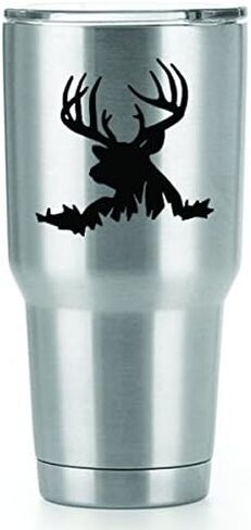 Deer Buck Laying Vinyl Decals Stickers (2 Pack!!!) | Tumbler and Insulated Cups | Decals Only! Cup not Included! | 2-3 X 3 inch Black Decals | KCD1264 in Saudi Arabia