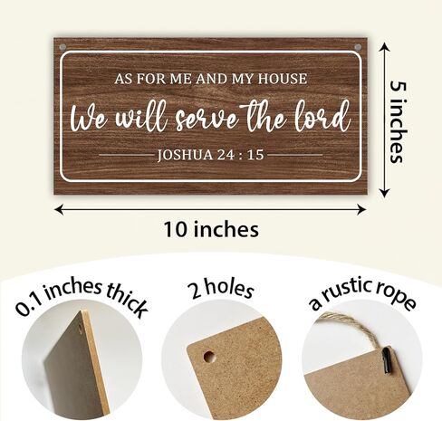 ديكور المنزل المسيحي لوحة خشبية معلقة، أما بالنسبة لي وبيتي سوف نخدم، هدايا دينية للنساء والرجال آية الكتاب المقدس علامة الكتاب المقدس جدار الفن لغرفة المعيشة غرفة نوم المطبخ هدية هووسورمينغ-23 in Kuwait