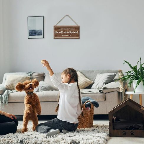 ديكور المنزل المسيحي لوحة خشبية معلقة، أما بالنسبة لي وبيتي سوف نخدم، هدايا دينية للنساء والرجال آية الكتاب المقدس علامة الكتاب المقدس جدار الفن لغرفة المعيشة غرفة نوم المطبخ هدية هووسورمينغ-23 in Kuwait