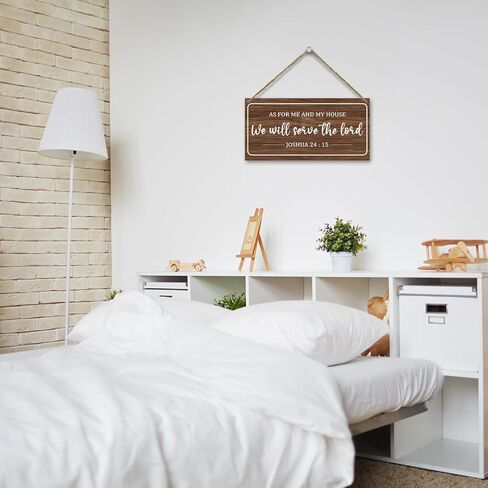 ديكور المنزل المسيحي لوحة خشبية معلقة، أما بالنسبة لي وبيتي سوف نخدم، هدايا دينية للنساء والرجال آية الكتاب المقدس علامة الكتاب المقدس جدار الفن لغرفة المعيشة غرفة نوم المطبخ هدية هووسورمينغ-23 in Kuwait