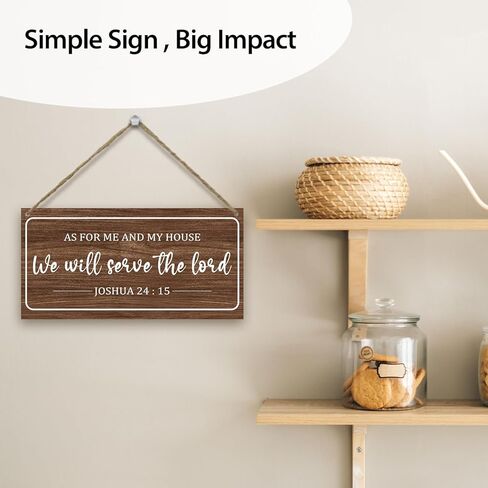 ديكور المنزل المسيحي لوحة خشبية معلقة، أما بالنسبة لي وبيتي سوف نخدم، هدايا دينية للنساء والرجال آية الكتاب المقدس علامة الكتاب المقدس جدار الفن لغرفة المعيشة غرفة نوم المطبخ هدية هووسورمينغ-23 in Kuwait