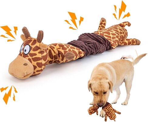 Squeaky Plush Dogs Toys for Aggressive Chewers, Stuffed Animal Dog Toy with Rubbery Belly, Durable Interactive Puppy Chew Toys for Boredom,to Keep Them Busy, Small Medium Large Breed(Cow) in Saudi Arabia