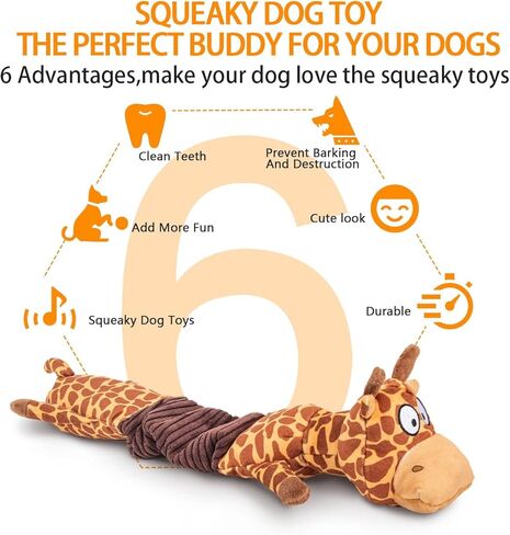 Squeaky Plush Dogs Toys for Aggressive Chewers, Stuffed Animal Dog Toy with Rubbery Belly, Durable Interactive Puppy Chew Toys for Boredom,to Keep Them Busy, Small Medium Large Breed(Cow) in Saudi Arabia