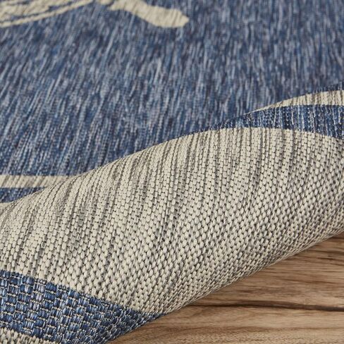 سجادة LR Home Captiva مقاس 8 × 10 للأماكن الداخلية/الخارجية لديكور المنزل | سجادة بحرية كبيرة الحجم لغرفة المعيشة وغرفة النوم وغرفة اللعب والفناء والحديقة | سجادة المزرعة الحديثة | أزرق / رمادي in Kuwait