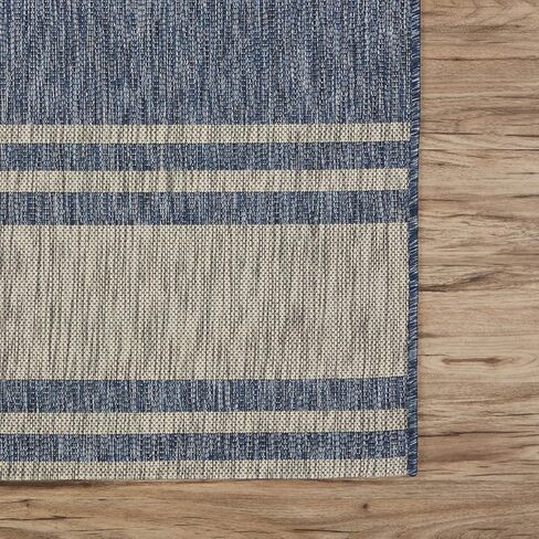 سجادة LR Home Captiva مقاس 8 × 10 للأماكن الداخلية/الخارجية لديكور المنزل | سجادة بحرية كبيرة الحجم لغرفة المعيشة وغرفة النوم وغرفة اللعب والفناء والحديقة | سجادة المزرعة الحديثة | أزرق / رمادي in Kuwait