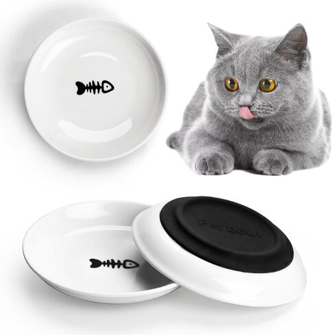 Cat Food Bowl,Cats with Anti Whisker Fatigue Design,Nonslip Silicone Bottom, Wide Kitten Plates for Food and Water Pack of 3 in Saudi Arabia