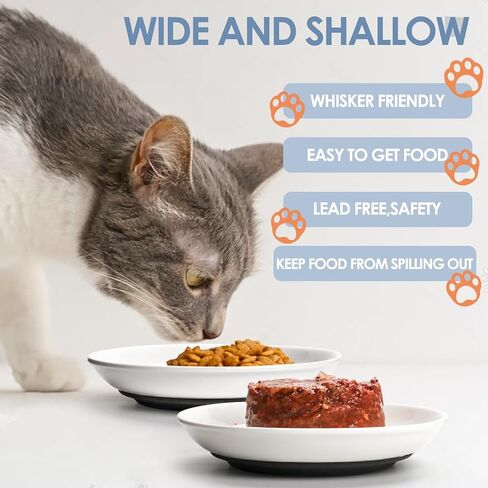 Cat Food Bowl,Cats with Anti Whisker Fatigue Design,Nonslip Silicone Bottom, Wide Kitten Plates for Food and Water Pack of 3 in Saudi Arabia
