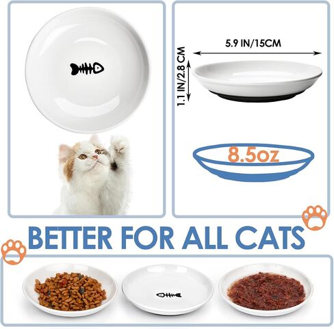 Cat Food Bowl,Cats with Anti Whisker Fatigue Design,Nonslip Silicone Bottom, Wide Kitten Plates for Food and Water Pack of 3 in Saudi Arabia