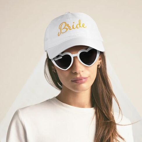 قبعة بيسبول للعروس ونظارات شمسية للعروس، مجموعة هدايا للعروس لتكون هدايا، هدايا العازبة للعروس قطعتين هدية لحفلات الزفاف in Kuwait