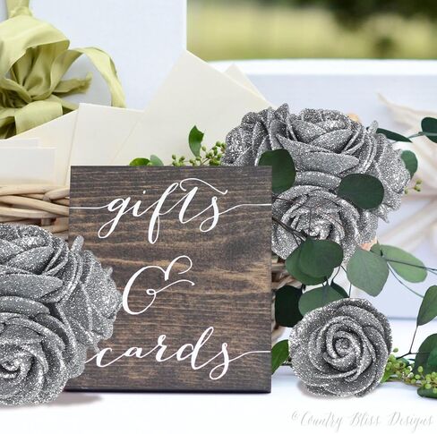 60pcs Mini Silver Glitter Foam Rose, 4.5cm Artificial Rose Flowers Bulk with Stem Shiny Foam Roses for Flower Wall Decor,Crafts, Wedding Bouquets Floral Arrangements,Party Home Decor(Silver) in Saudi Arabia