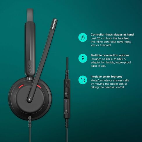 EPOS Impact 760 Office Headset: Premium Dual-Sided, Noise-Cancelling USB-C Headset with Adaptive Beamforming Mic, AI, ActiveGard Protection, Busylight, Leatherette Earpads for All-Day Comfort in Kuwait