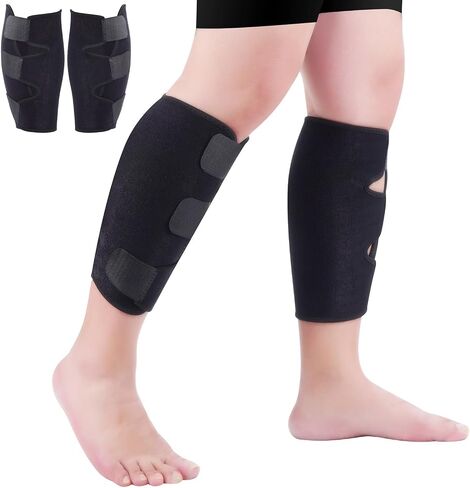 Calf Brace 2 pack,Adjustable Shin Splint Compression Calf Wrap, Increases Circulation,Reduces Muscle Swelling for Calf Pain Relief, Torn Calf Muscle,Sprain,Recovery,Calf Sleeve for Men and Women(Black) in Saudi Arabia