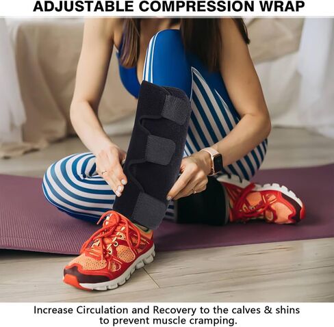 Calf Brace 2 pack,Adjustable Shin Splint Compression Calf Wrap, Increases Circulation,Reduces Muscle Swelling for Calf Pain Relief, Torn Calf Muscle,Sprain,Recovery,Calf Sleeve for Men and Women(Black) in Saudi Arabia