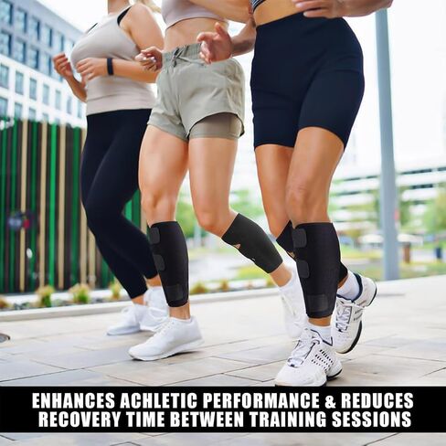 Calf Brace 2 pack,Adjustable Shin Splint Compression Calf Wrap, Increases Circulation,Reduces Muscle Swelling for Calf Pain Relief, Torn Calf Muscle,Sprain,Recovery,Calf Sleeve for Men and Women(Black) in Saudi Arabia