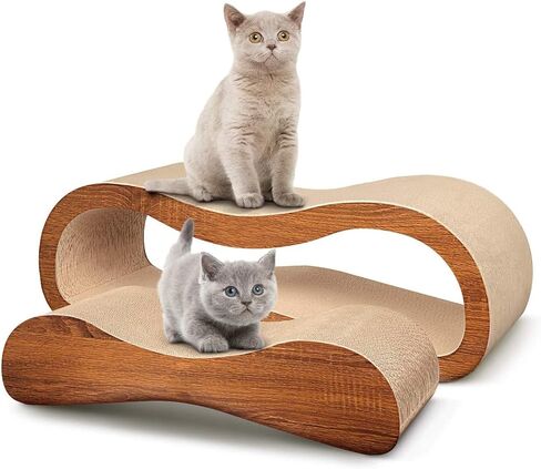 FluffyDream Cat Scratcher Cardboard, Scratching Pad House Bed Furniture Protector, Infinity Shape (Wood, L-Shaped) in Saudi Arabia