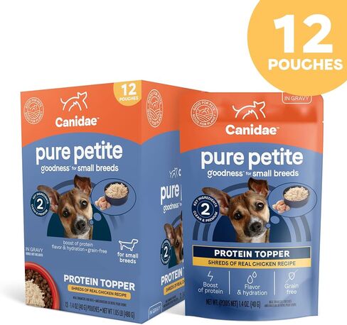 CANIDAE Pure Petite Protein Topper Wet Dog Food for Small Breeds, Chunks of Real Tuna in Gravy Recipe, 1.4 oz. (Case of 12) in Saudi Arabia
