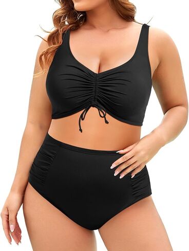 Tempt Me Women Plus Size High Waisted Bikini Drawstring Two Piece Swimsuit Underwire Bathing Suit Purple 22 Plus in Saudi Arabia