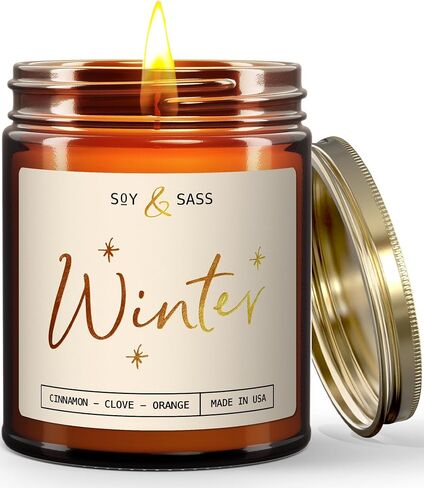 Balsam Candle, Christmas Candles Scented - 'Balsam + Cedar' Soy Candle, w/Balsam Fir, Cedar & Citrus - Infused with Essential Oils I Christmas Candle I Balsam Fir Candles I 9oz, 50Hr, Made in USA in Saudi Arabia