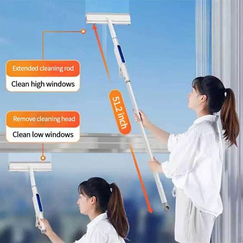 Squeegee for Window Cleaning with Spray,Window Washing Kit with Extension Pole,Double Sided and Long Handle Window Cleaner Tool for Car and Home with 3pcs 14'' Rags for High Window in Kuwait