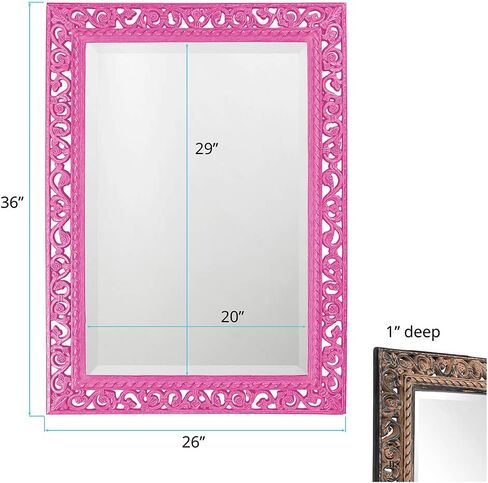 Howard Elliott Barcelona Hanging Rectangular Framed Wall Mirror, Antique Gold Resin, Traditional Designer Mirror for Home, Living Room or Bedroom, 23 x 35 Inch in Saudi Arabia