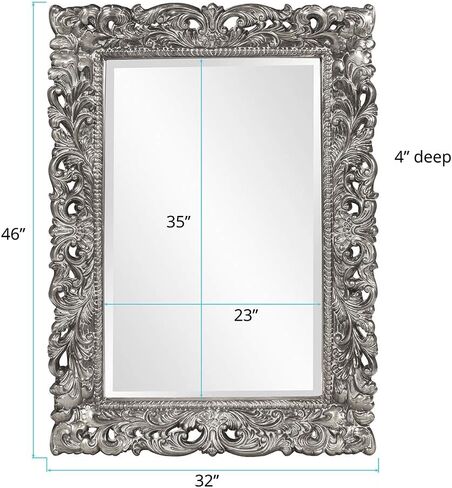 Howard Elliott Barcelona Hanging Rectangular Framed Wall Mirror, Antique Gold Resin, Traditional Designer Mirror for Home, Living Room or Bedroom, 23 x 35 Inch in Saudi Arabia
