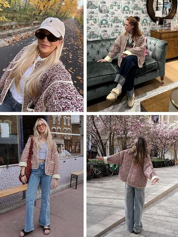 Women's Cropped Puffer Jacket Floral Print Quilted Puffer Jackets Open Front Lightweight Short Jacket Trendy in Kuwait