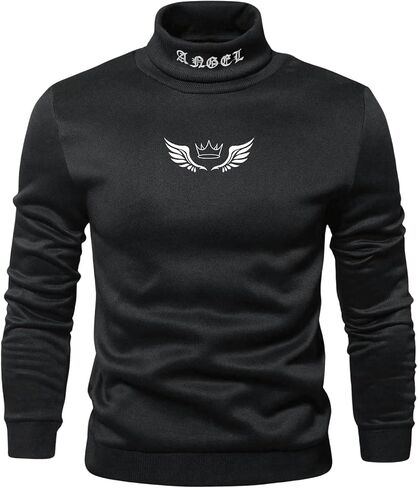 SHENHE Men's Graphic Letter Print Mock Neck Long Sleeve Casual Pullover Sweatshirt Top in Saudi Arabia