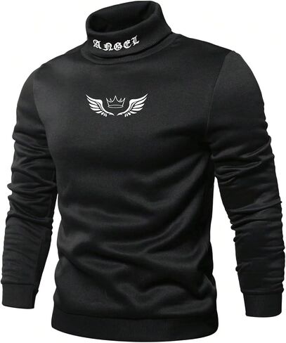 SHENHE Men's Graphic Letter Print Mock Neck Long Sleeve Casual Pullover Sweatshirt Top in Saudi Arabia