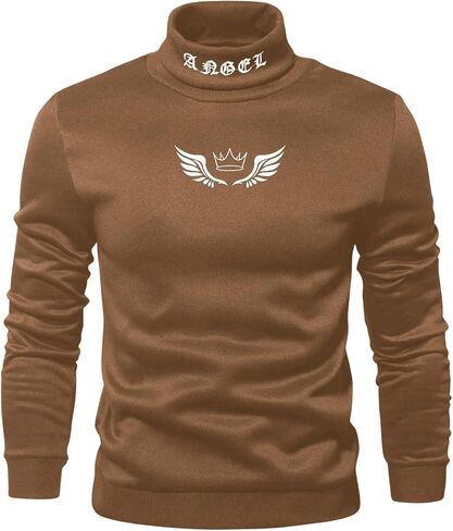 SHENHE Men's Graphic Letter Print Mock Neck Long Sleeve Casual Pullover Sweatshirt Top in Saudi Arabia