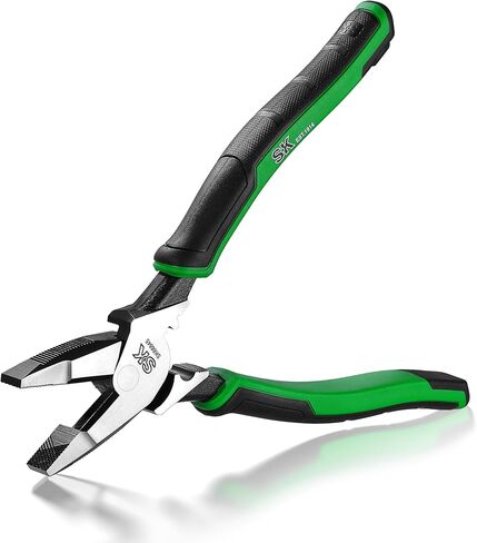 SK 3-Piece Pliers Set, 9.5-Inch Linesman Pliers, 8-Inch Diagonal Pliers, 8-Inch Needle Nose Pliers, Premium CR-V Construction, Ergonomic Non-slip Handle, with Rolling Pouch in Saudi Arabia
