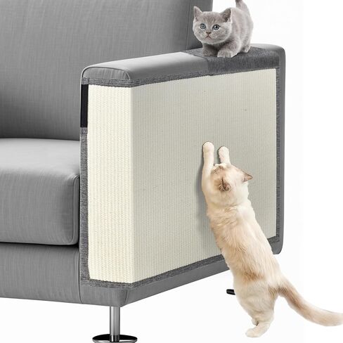 Cat Scratch Mat Sofa Protector, Natural Sisal Cat Scratch Mats, Cat Scratching Mat with Sticky Tapes, Protect Couch, Easy Installation (Beige & Gray, Right) in Saudi Arabia