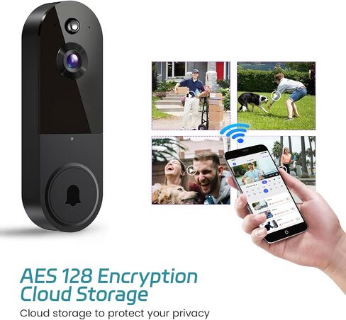 1080P Video Doorbell Camera Wireless, Cloud Storage, Live View, 2-Way Audio, Night Vision, Chime Ringer Included, 2.4G WiFi, Battery Powered, Instant Alerts, Outdoor Indoor Surveillance in Saudi Arabia