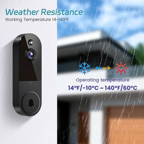1080P Video Doorbell Camera Wireless, Cloud Storage, Live View, 2-Way Audio, Night Vision, Chime Ringer Included, 2.4G WiFi, Battery Powered, Instant Alerts, Outdoor Indoor Surveillance in Saudi Arabia