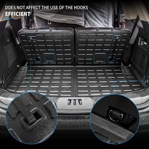 سجادات أرضية Dattumar متوافقة مع 2020-2024 Ford Explorer 7-Seater Cargo Liner جميع أحوال الطقس، سجادة صندوق السيارة، بطانة صندوق السيارة 2023 Explorer Accessories (ترقية بساط صندوق السيارة مع سجادة مسند الظهر + سجادات الأرضية) in Kuwait