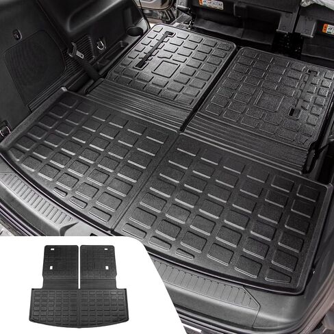 سجادات أرضية Dattumar متوافقة مع 2020-2024 Ford Explorer 7-Seater Cargo Liner جميع أحوال الطقس، سجادة صندوق السيارة، بطانة صندوق السيارة 2023 Explorer Accessories (ترقية بساط صندوق السيارة مع سجادة مسند الظهر + سجادات الأرضية) in Kuwait
