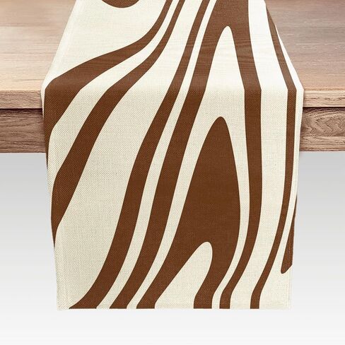 Sage Green Table Runner, Retro Boho Aesthetic 70S Abstract Wavy Swirl Decor Holiday Kitchen Dining Table Decoration for Indoor Outdoor Home Party Decor 13 x 72 Inch in Saudi Arabia