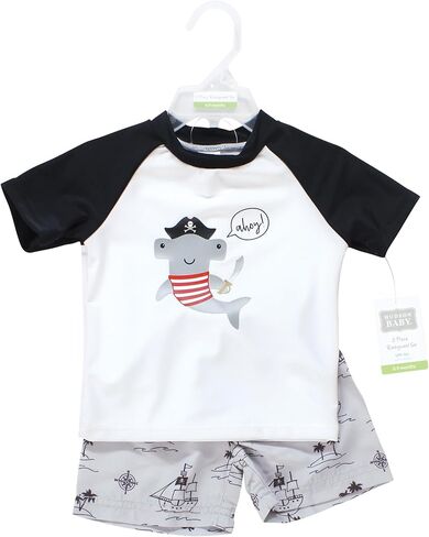 Hudson Baby Unisex Baby Swim Rashguard Set, Pink Peach, 6-9 Months in Kuwait