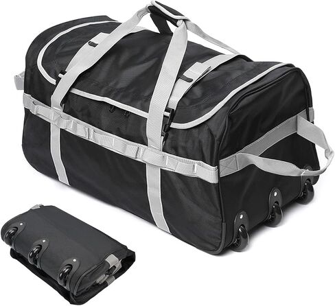 Foldable Duffel Bag with 3 Wheels.85L Rolling Duffle Bag Luggage Suitcase Outdoor Sports Carry On Garment Bags for Travel Camp (Blue) in Saudi Arabia