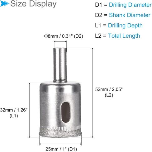 CoCud Diamond Hole Saws Drill Bits, 8mm / 5/16" Drilling Diameter, Nickel Plated Carbon Steel Drill Bit - (Applications: for Glass Ceramic Tiles Marble Stone), 2-Pieces in Saudi Arabia
